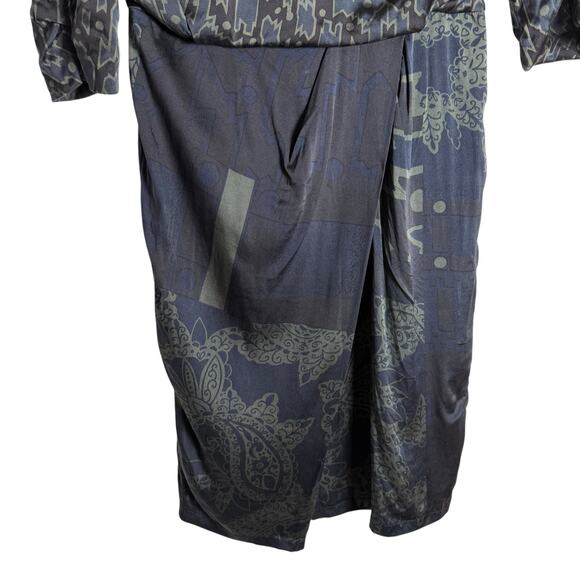 Etro Italian Silk Geometric Print 3/4 Sleeve Sheath Dress Size 8 - Picture 8 of 16